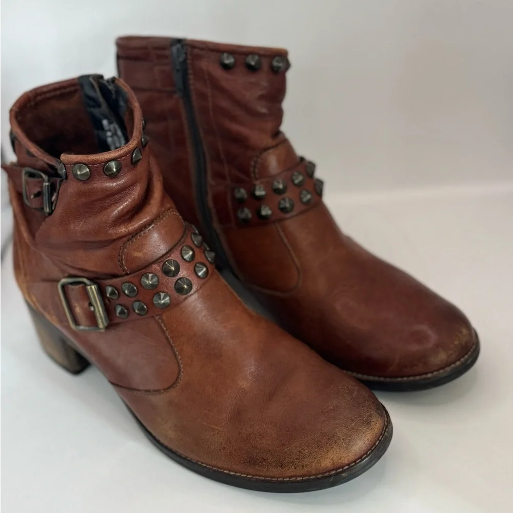 Paul Green Munchen Women’s US 6.5 Cowboy Western Style Brown Leather Ankle Boots